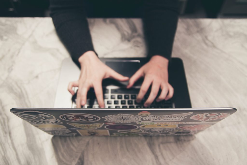 Person working on a laptop